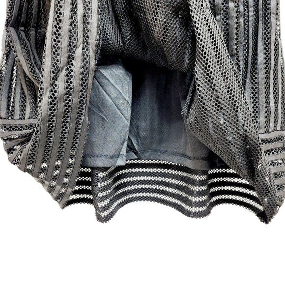 Black Mesh Striped A-Line Skirt By Haute Monde Size L Womens Elegant Mid-Length - Picture 6 of 12